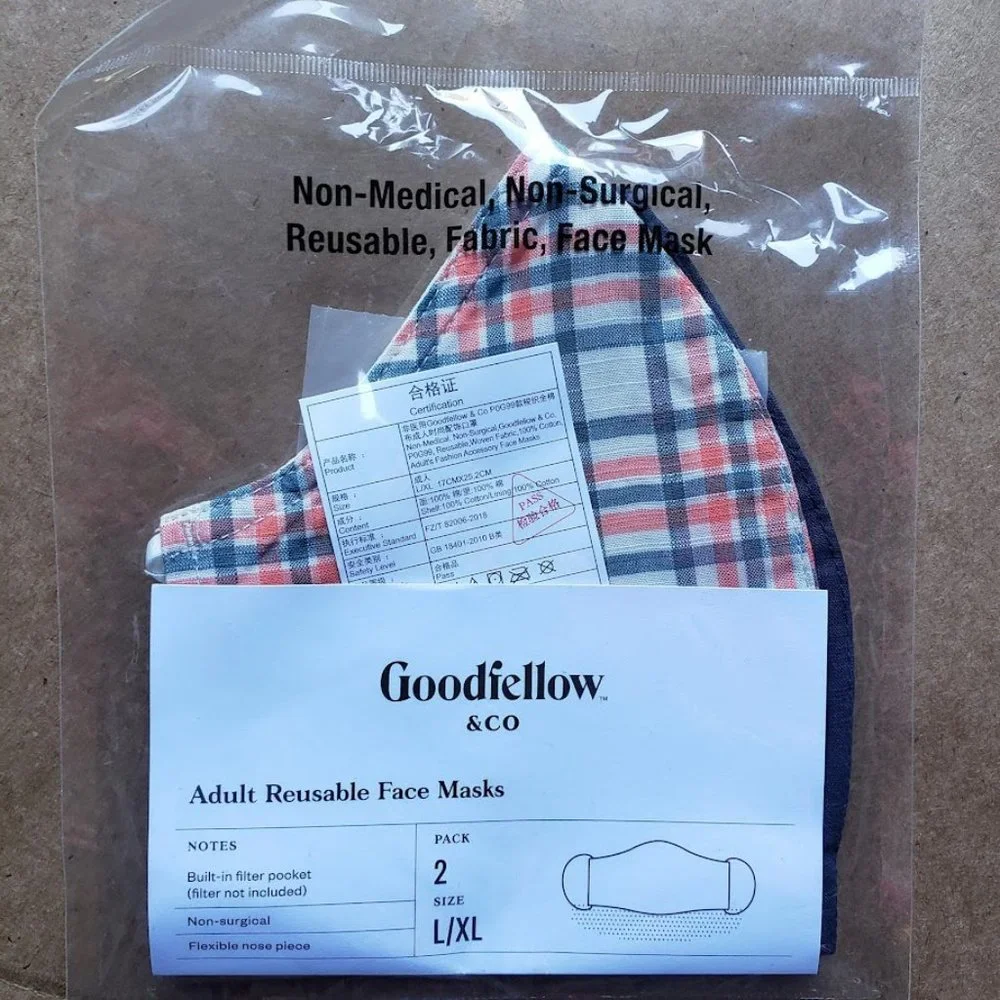 NEW! Set of 6 Adult Fabric Face Masks, 100% Cotton